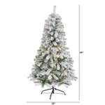 Nearly Natural 5-ft Flocked Rock Springs Spruce Artificial Christmas Tree with 150 Clear LED Lights (T1751)