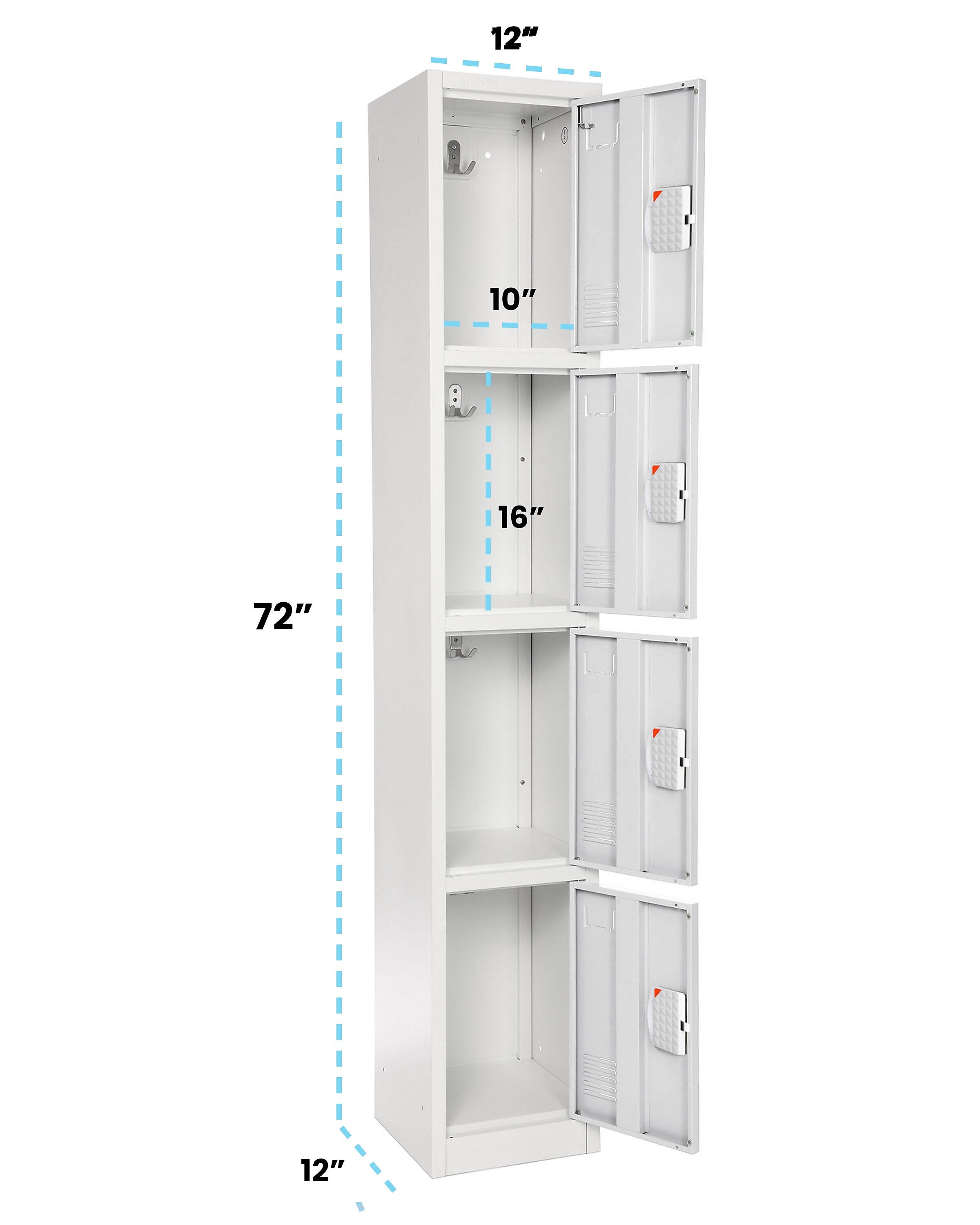 AdirOffice 72"H 4-Tier White Storage Locker (ADI629-204-WHI-DL)