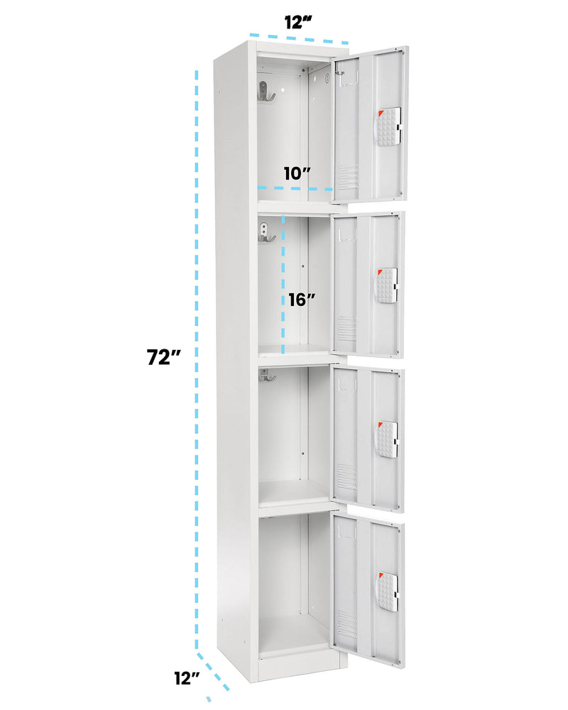 AdirOffice 72"H 4-Tier White Storage Locker (ADI629-204-WHI-DL)