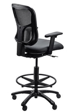 Tempur-Pedic Vinyl Drafting Stool with Backrest and Footrest with Lumbar Support, Black (TP8200-DBLKV)