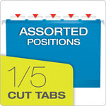 Pendaflex Reinforced Hanging File Folders, 1/5 Tab, Letter Size, Blue, 25/Box (04152 1/5 BLU)