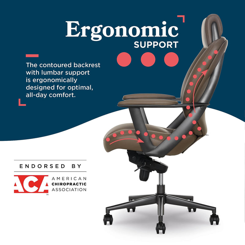 La-Z-Boy Vannes Ergonomic Polyurethane Swivel Executive Chair, Brown (60101-BRN)