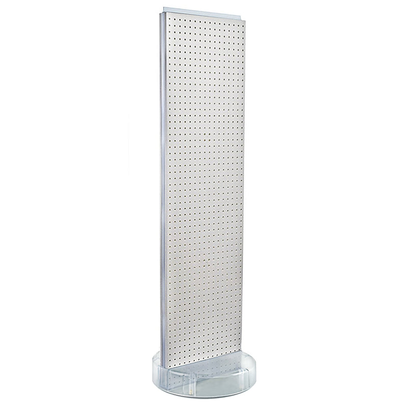Azar Displays 60” x 16” Two-Sided Pegboard Floor Display On a Revolving Round Studio Base, White (700780-WHT)