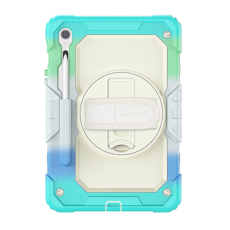 SaharaCase Raider Series Heavy Duty Case with Hand Strap for Galaxy Tab S10 FE /S9/S9 FE, Iridescent Blue (TB00465)