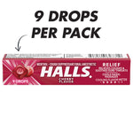 Halls Mentho-Lyptus Cough & Sore Throat Lozenges, Cherry, 9 Pieces/Pack, 20 Packs/Box (AMC62476)