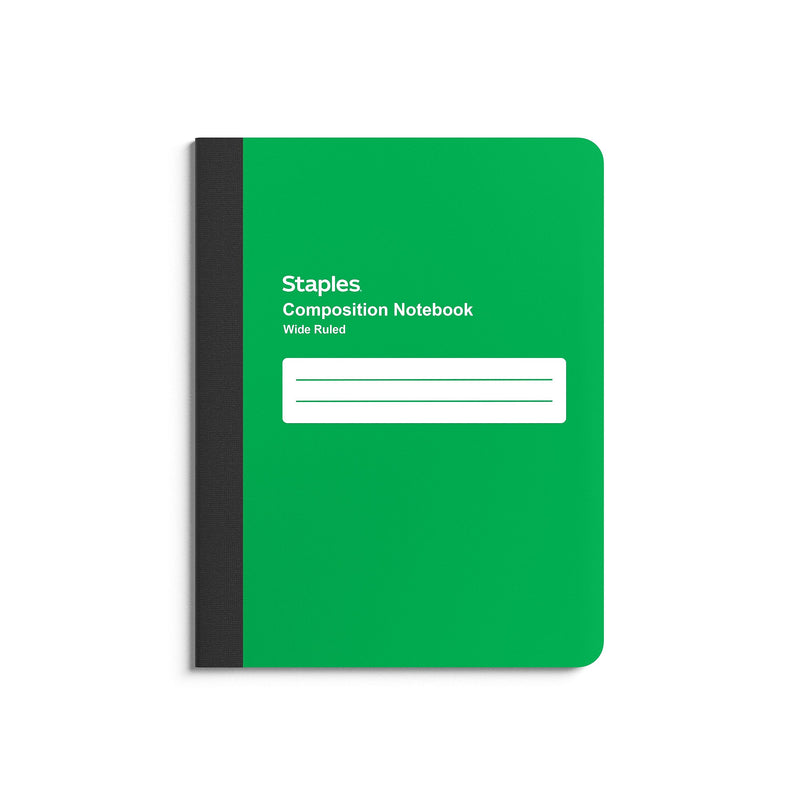 Staples Poly Composition Notebook, 7.5" x 9.75", Wide Ruled, 80 Sheets, Green (ST55085)