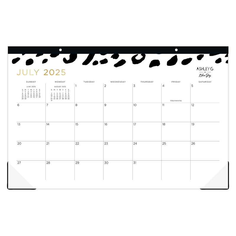 2025-2026 Blue Sky Ashley G Leopard 11" x 17" Academic Monthly Desk Pad Calendar, Black/White (149048-A26)
