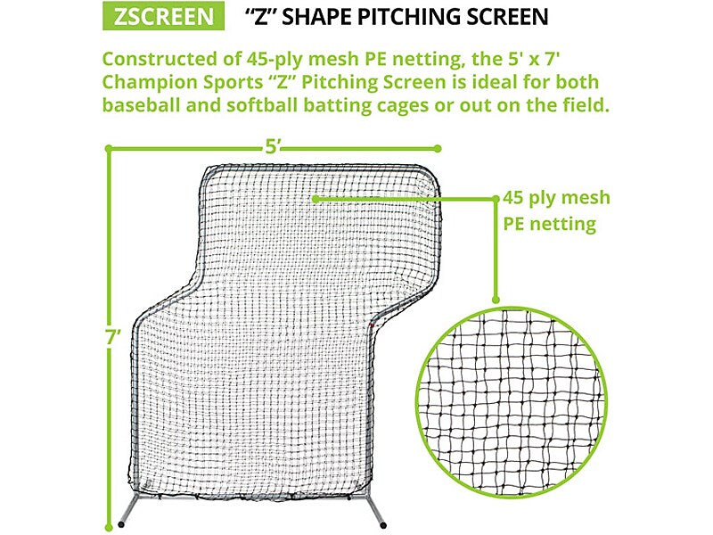 Champion Sports Baseball Z-Shaped Pitching Screen, Silver (ZSCREEN)