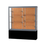 Ghent Challenger 60"W x 66"H x 16"D Floor Case, Cork Back, Satin Natural Fin, Black Laminate Base