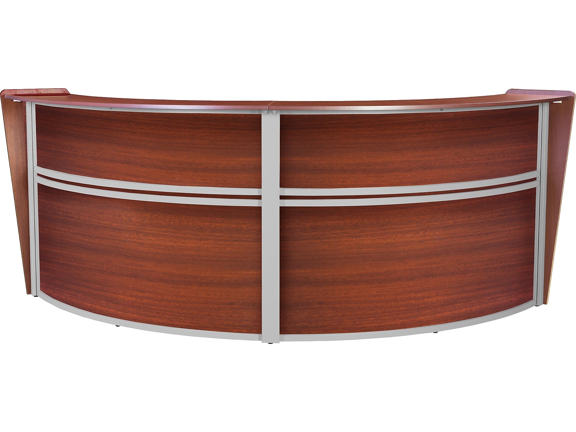Regency Marque 124.5"W Curved Reception Desk Workstation, Cherry (77292CH)