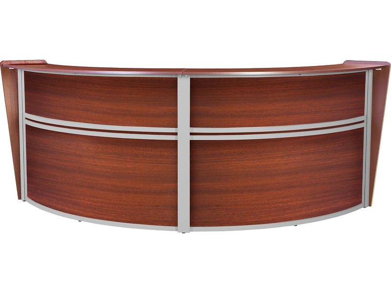 Regency Marque 124.5"W Curved Reception Desk Workstation, Cherry (77292CH)