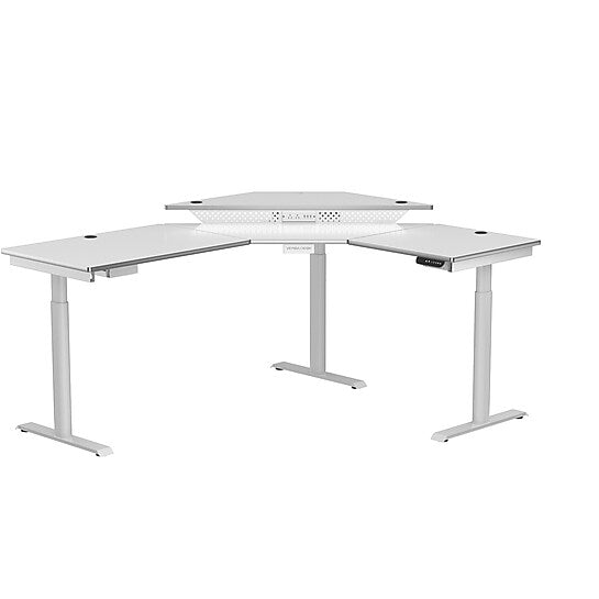 VersaDesk PowerLift 72"W Electric Corner Adjustable Standing Desk, White (PLCSD7260-WW-APP)