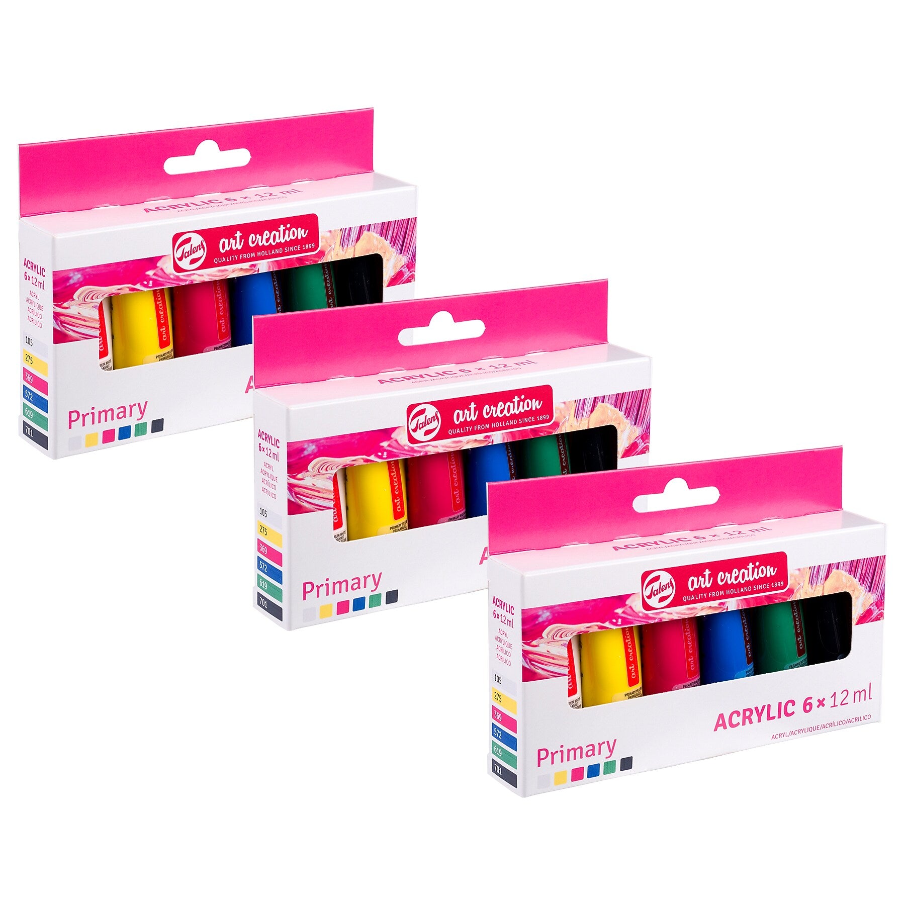 Talens Art Creation Metallic Acrylic Paint, Assorted Colors, 12mL, 6/Set, 3 Sets/Bundle (TLN9021861M-3)