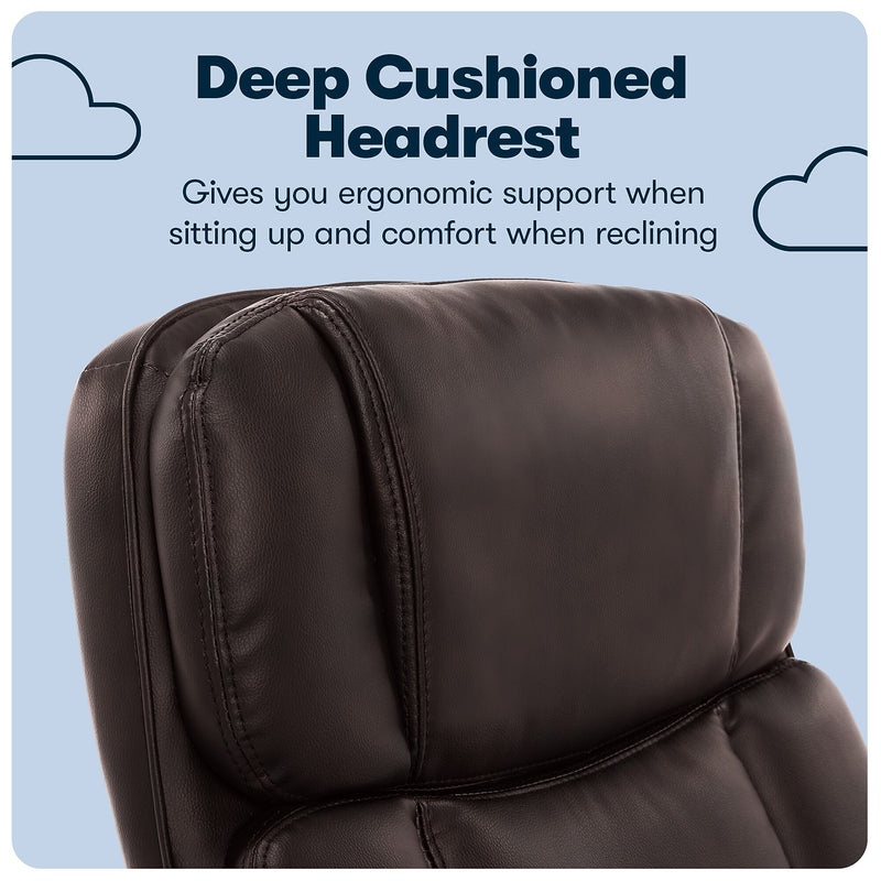 Serta Fairbanks Ergonomic Bonded Leather Executive Big & Tall Chair, 350 lb. Capacity, Chestnut (43675A)