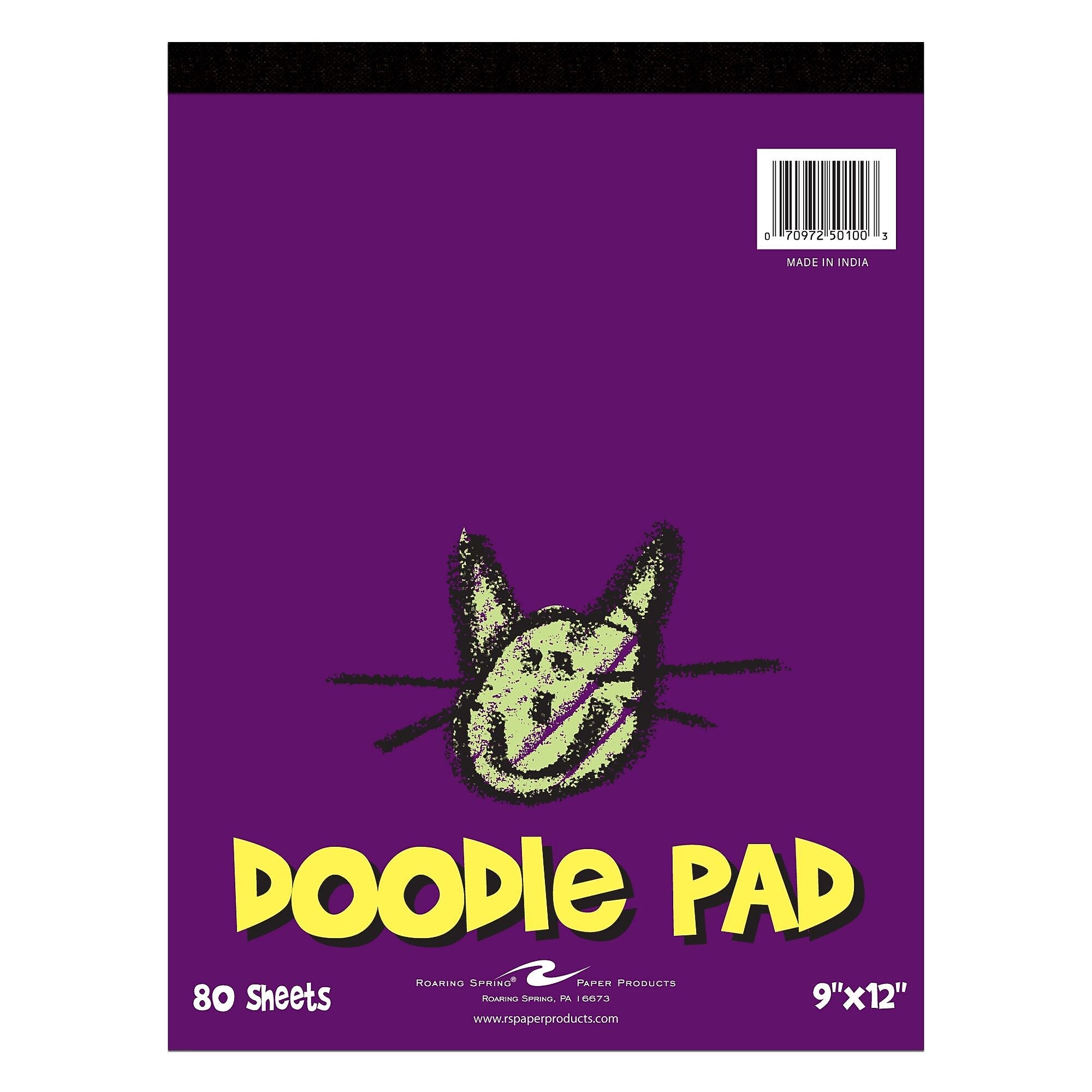 Roaring Spring Paper Products Kid's Doodle Pad, 9" x 12", 80 Sheets, Newsprint Paper, 12/Case (50100cs)
