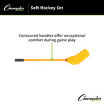 Champion Sports Soft Hockey Set, Blue/Yellow, 12/Set (CHSHS10SET)