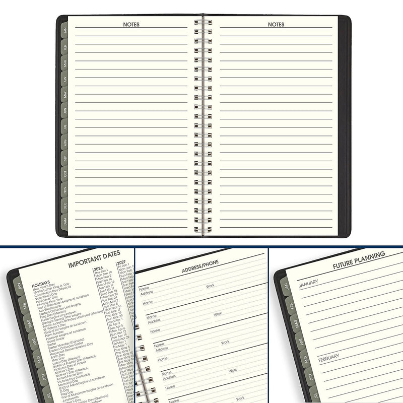 2026 AT-A-GLANCE Recycled 5" x 8" Weekly & Monthly Appointment Book Planner, Faux Leather Cover, Black (70-100G-05-26)