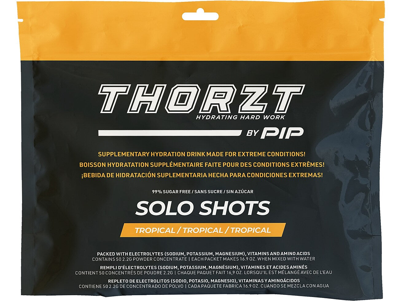 PIP THORZT Solo Shots Sugar-Free Tropical Powder Drink Mix, 0.08 oz., 50 Packets/Bag, 10 Bags/Pack (SSSFTR)