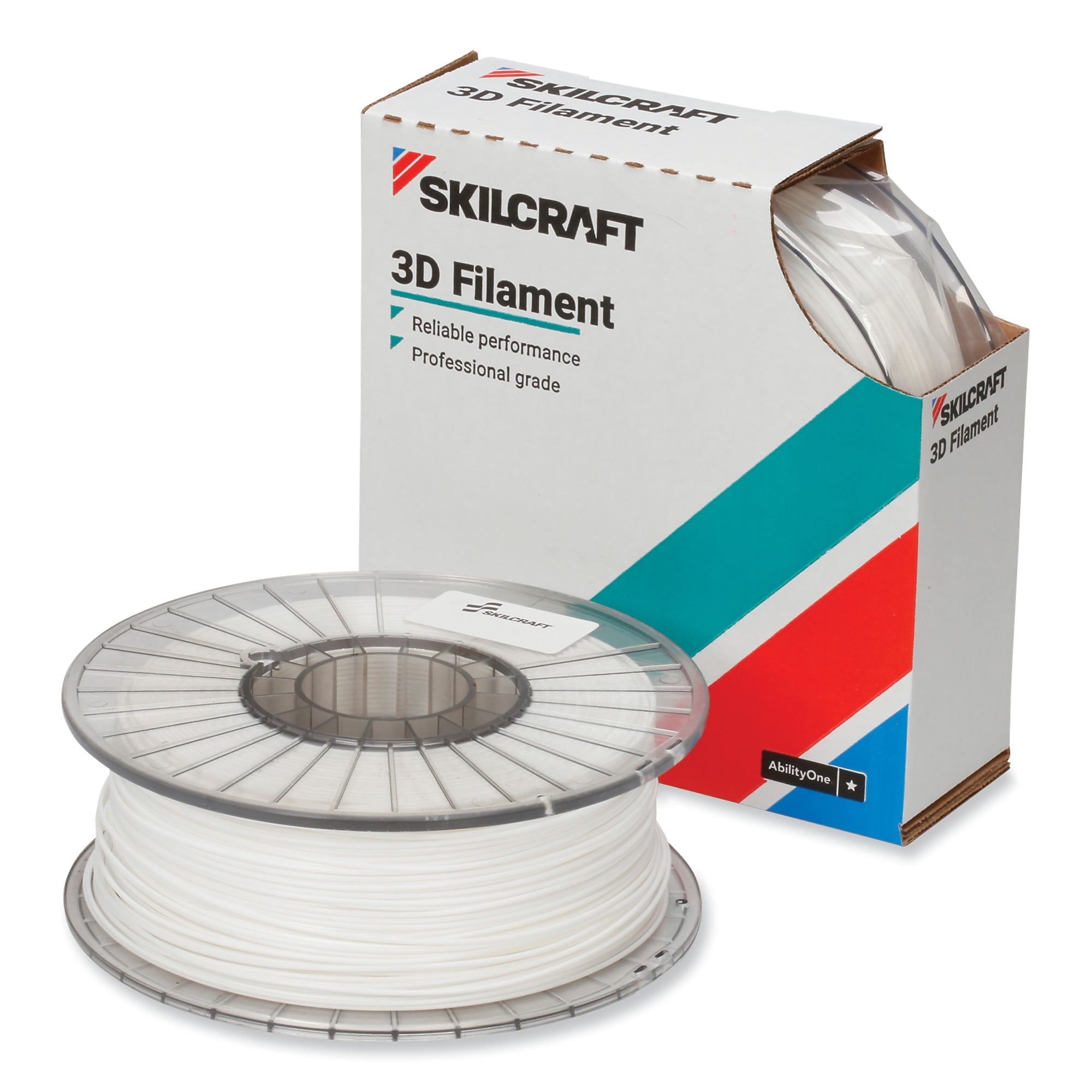 AbilityOne 7045017057353 SKILCRAFT 3D Printer Acrylonitrile Butadiene Styrene Filament, 2.85 mm, White