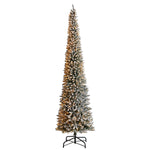 Nearly Natural 12-ft Flocked Pencil Artificial Christmas Tree with 1000 Clear Lights and 1819 Bendable Branches (T3333)