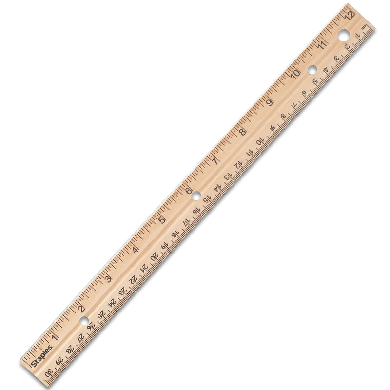 Staples 12" Wooden Imperial/Metric Ruler (51891)