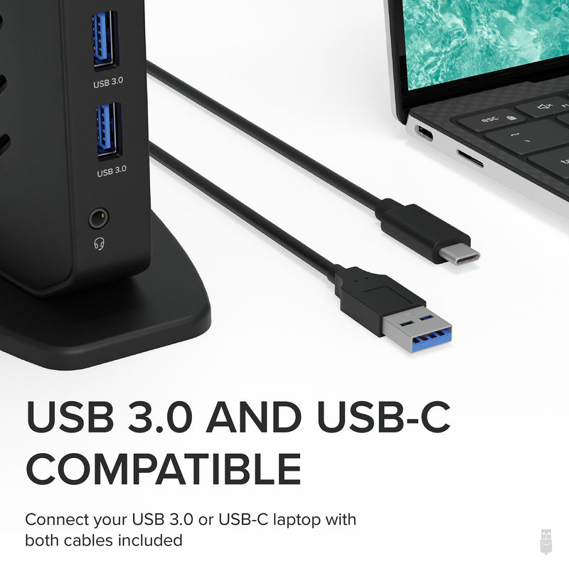 Plugable USB 3.0 and USB-C Universal Laptop Docking Station for Windows (UD-3900Z)