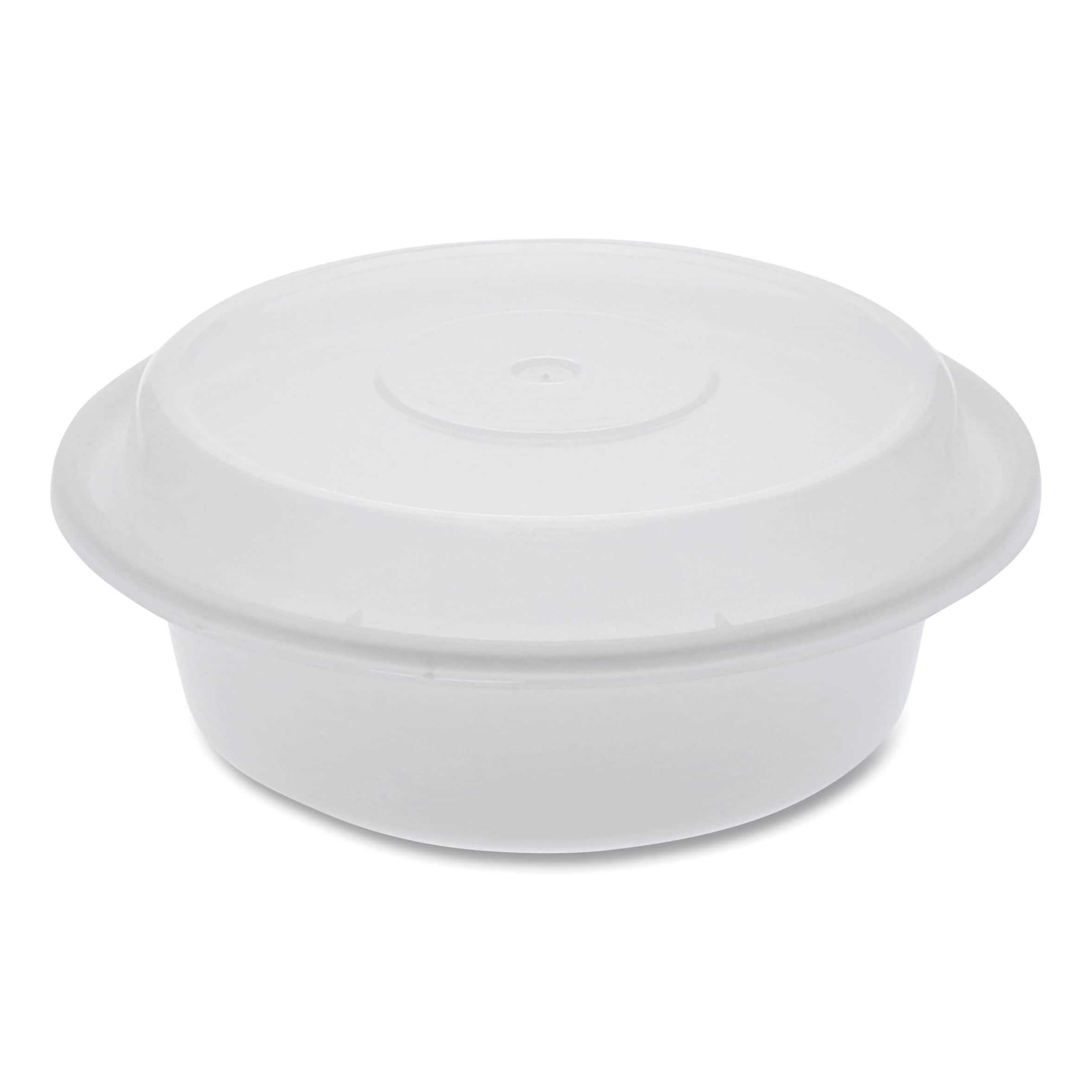 Pactiv Evergreen Newspring VERSAtainer Microwavable Containers, Round, 16 oz, 6 x 6 x 1.5, White/Clear, Plastic, 150/Carton