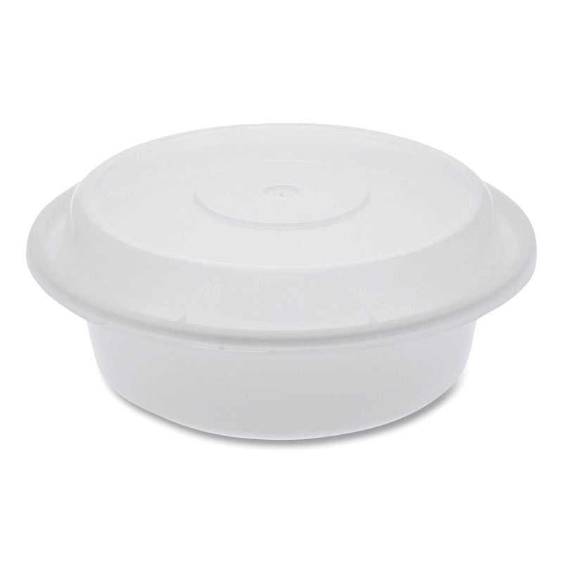 Pactiv Evergreen Newspring VERSAtainer Microwavable Containers, Round, 16 oz, 6 x 6 x 1.5, White/Clear, Plastic, 150/Carton
