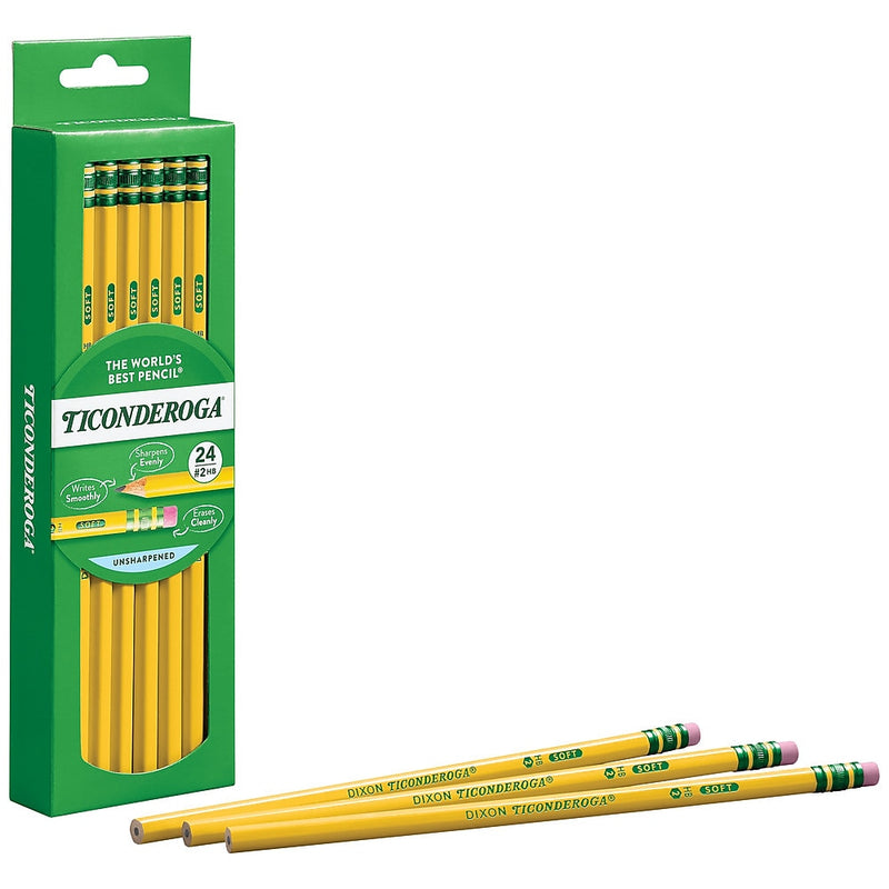 Ticonderoga The World's Best Pencil Wooden Pencil, 2.2mm, #2 Soft Lead, 2 Dozen (X13924X)