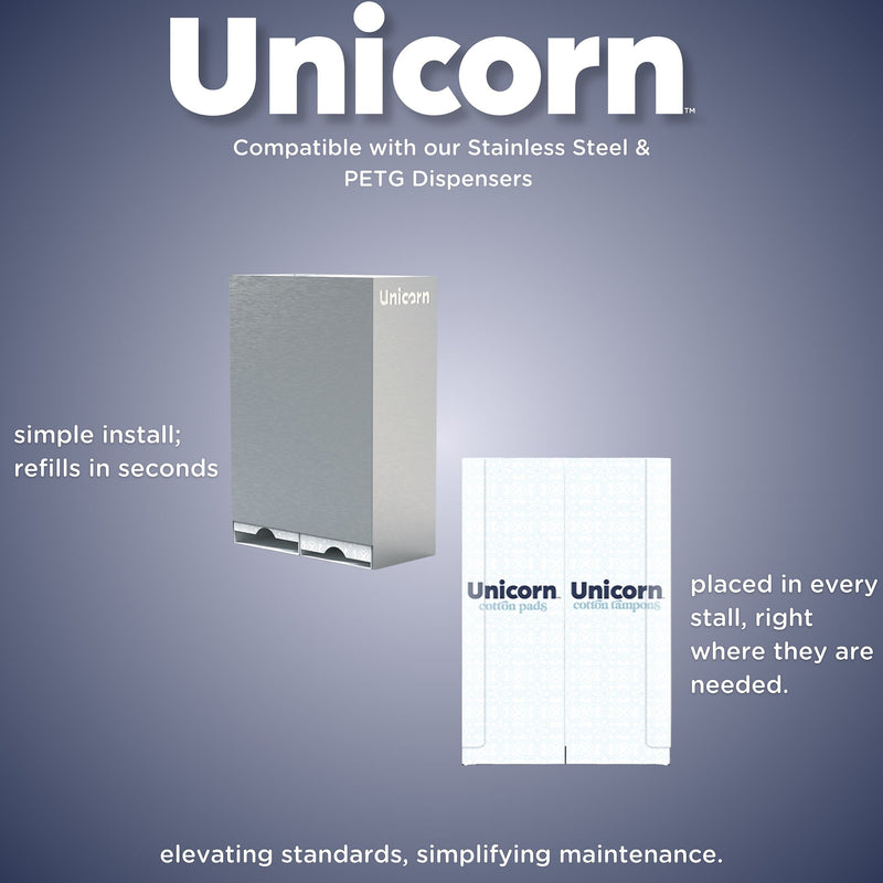 Unicorn Cotton Tampons, Plant-Based Applicator, 60/Cartridge, 6 Cartridges/Pack (TOP-08159)