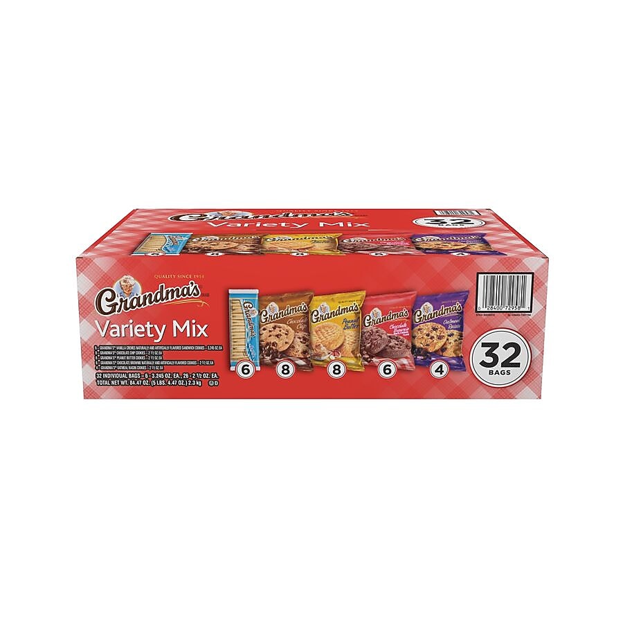 Grandma's Cookies Variety Pack, 32 Packs/Box (FRI14867)