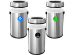 Alpine Industries Stainless Steel Recycling, Trash and Compost Station with Open Lid, 51 Gallon, 3/Pack (ALP470-65L-R-T-CO)