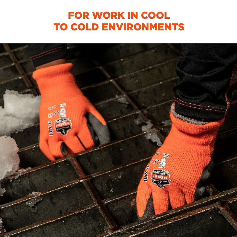Ergodyne ProFlex 7401 Latex Coated Cold Resistant Gloves, XL, Orange, 1 Pair (17625)