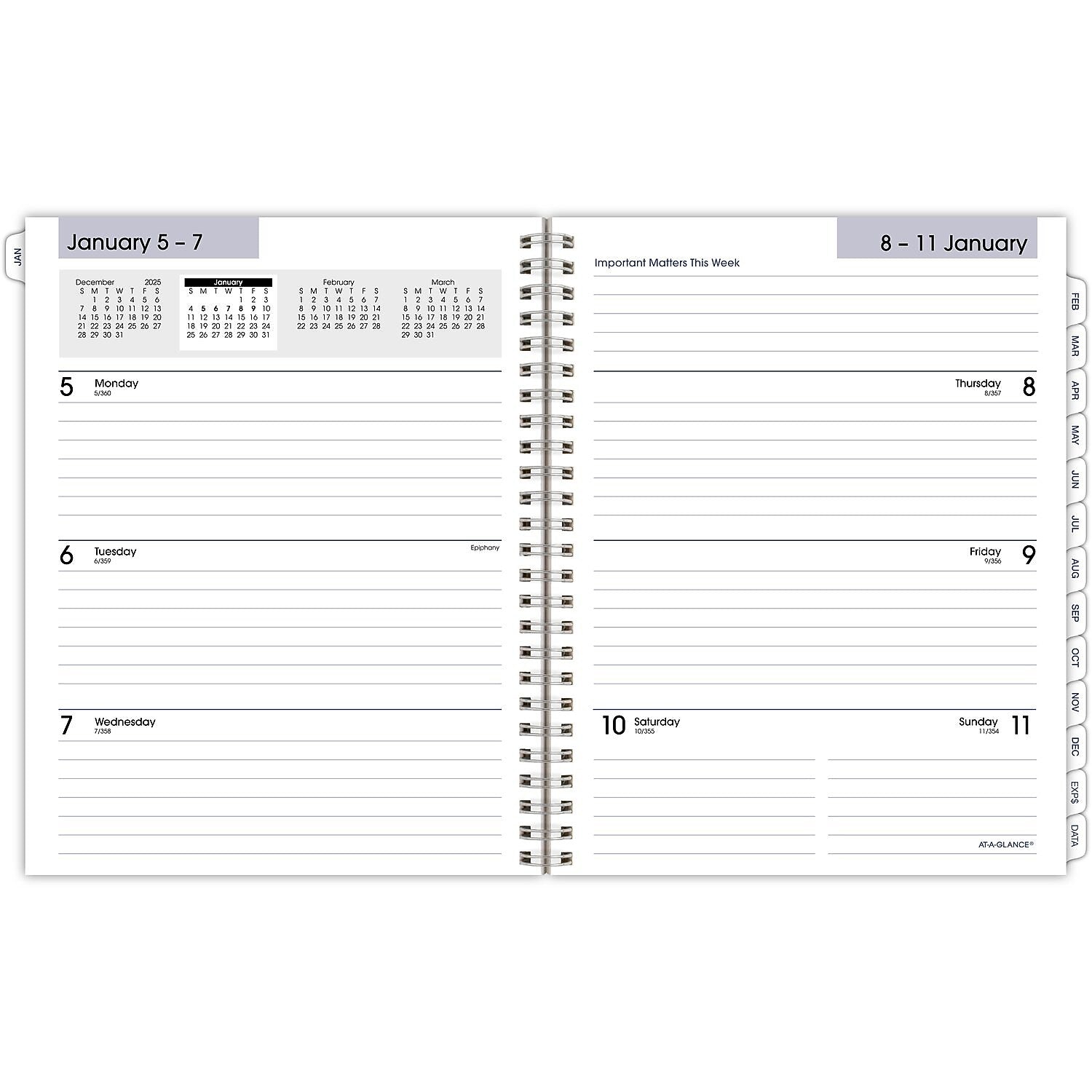 2026 AT-A-GLANCE DayMinder Executive 8.75" x 7" Weekly & Monthly Planner Refill Pages, White (G545-50-26)