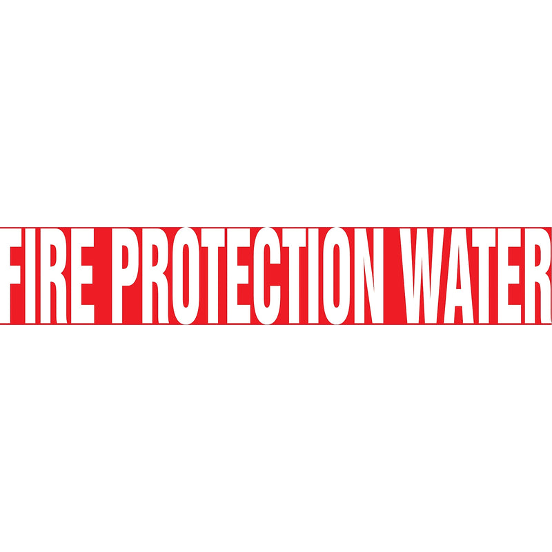 ACCUFORM SIGNS® Self-Stick Pipe Marker, FIRE PROTECTION WATER, 2-1/2" to 6", White/Red, Each