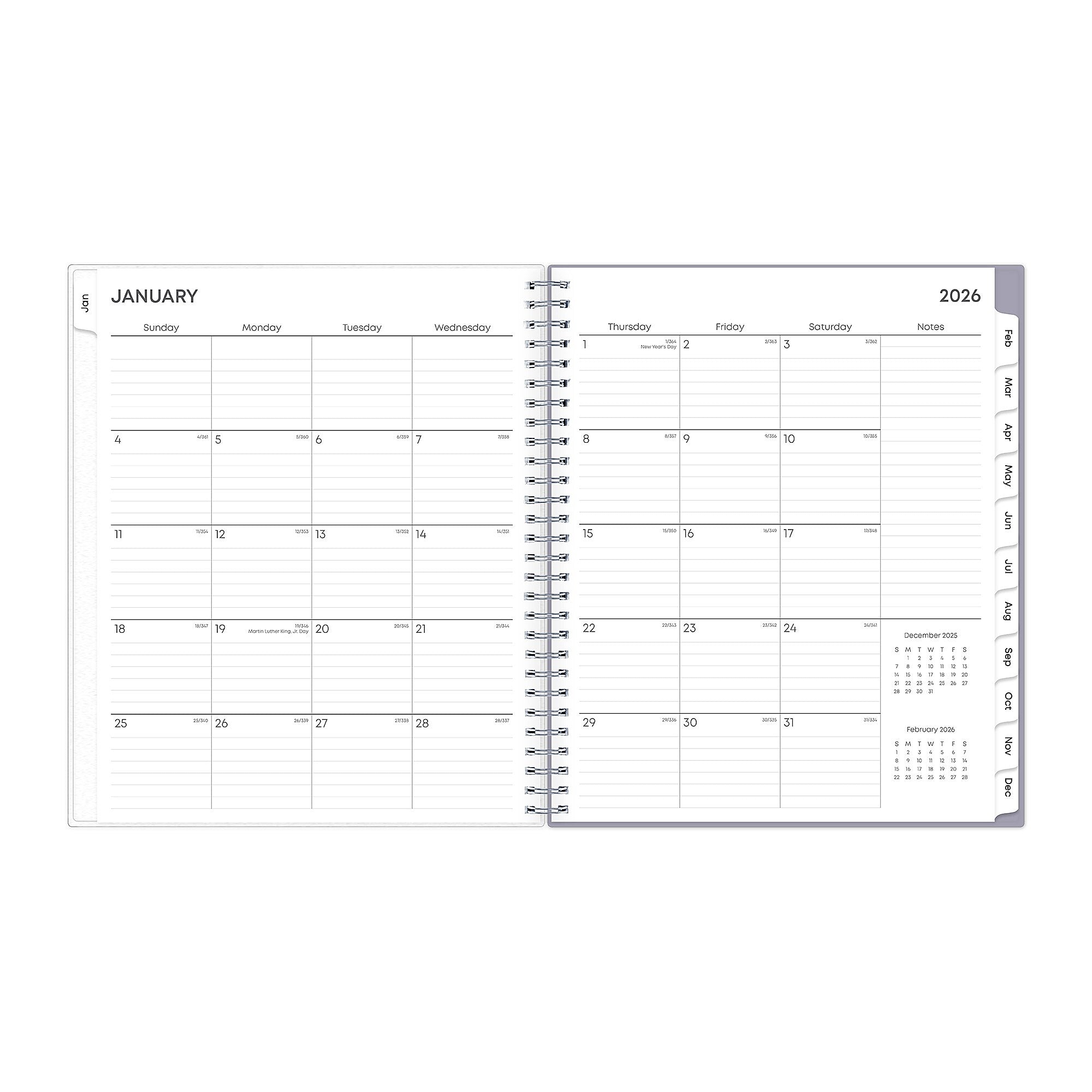 Planning Calendar BS Rue Du Flore Frosted PP 8x10 RY26 Monthly Safety Wirebound -