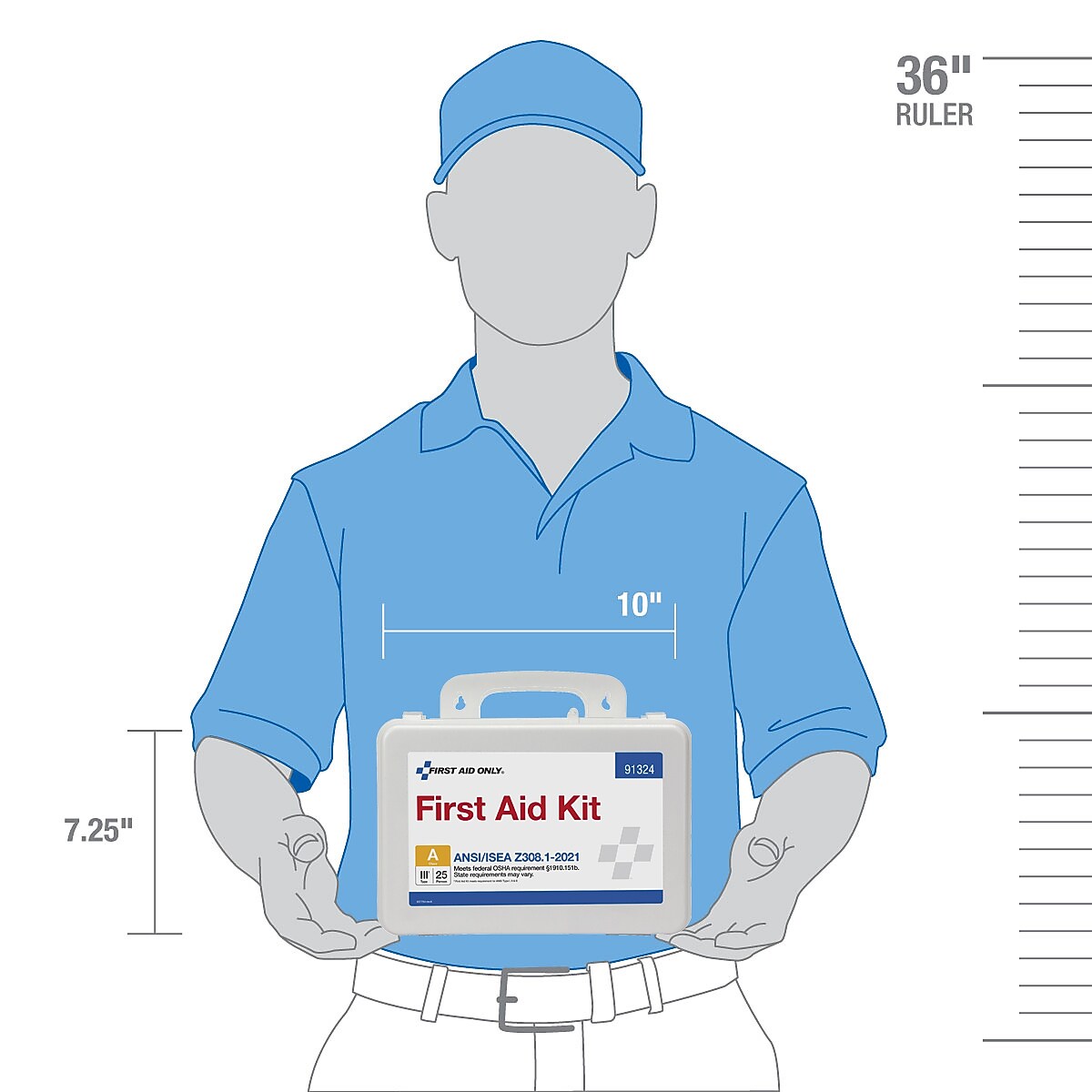 First Aid Only Plastic First Aid Kit, ANSI 2021 Class A, 25 People, 94 Pieces (91324)