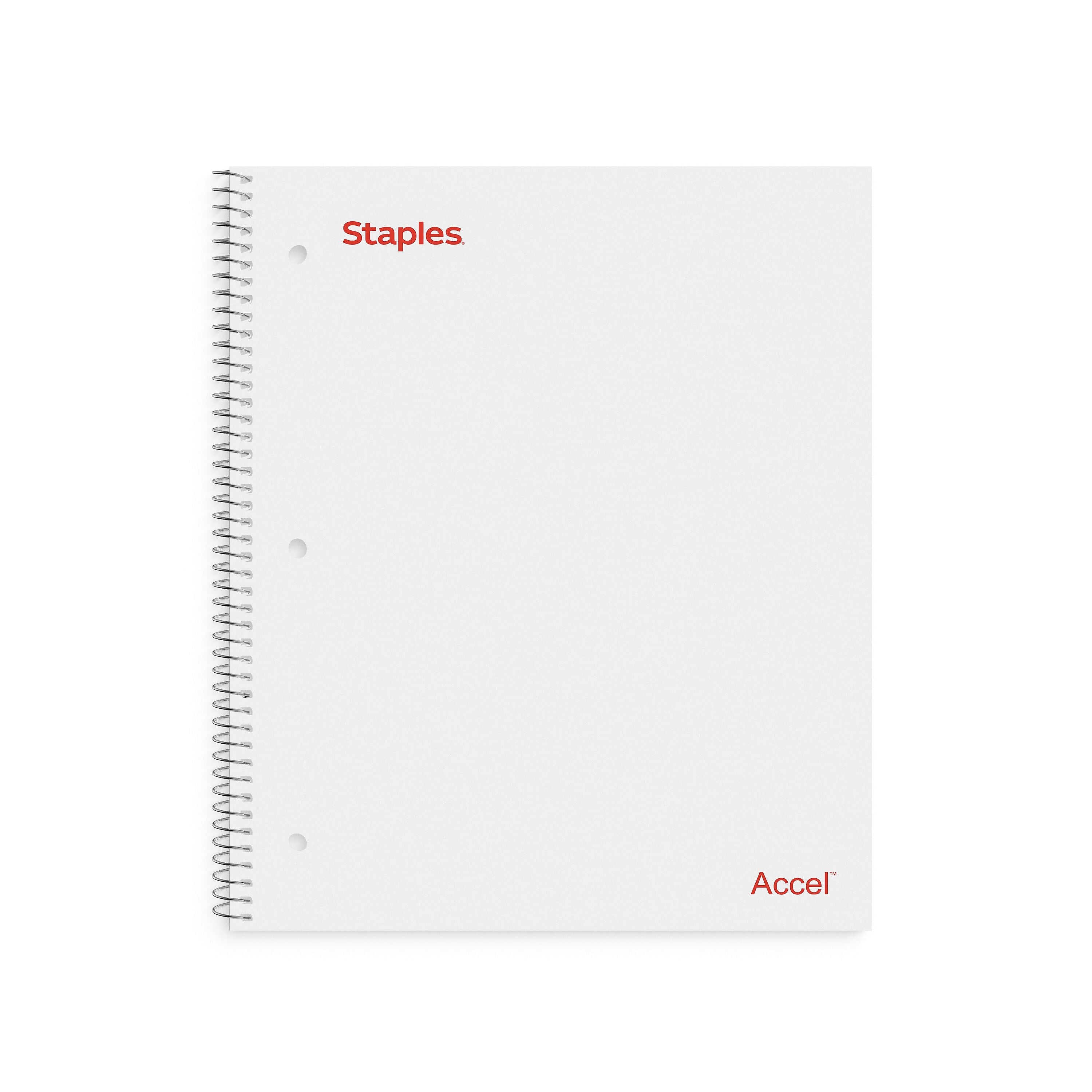 Staples Premium Poly 1-Subject Notebook, 8" x 10.5", Wide Ruled, 100 Sheets, White (ST25543D)