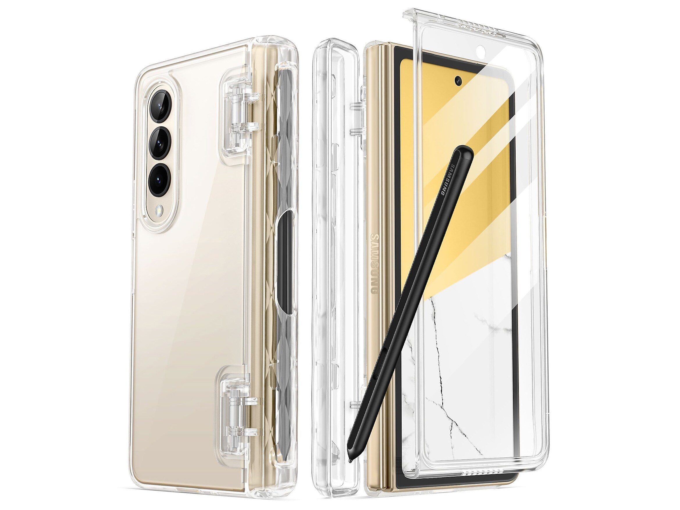 i-Blason Halo Clear Snap Case for Samsung Galaxy Z Fold4 (Galaxy2022-ZFold4-5G-Cosmo-Pen-SP-Clear)