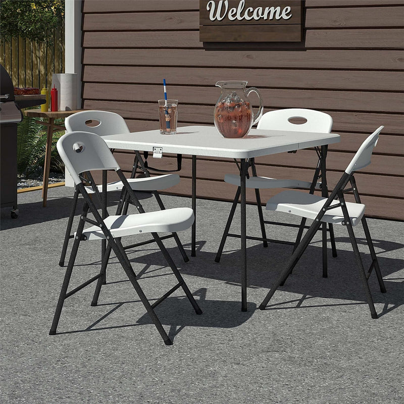 Cosco 36" Square Folding Table and Chairs, White, 5/Carton (37583WSP1E)