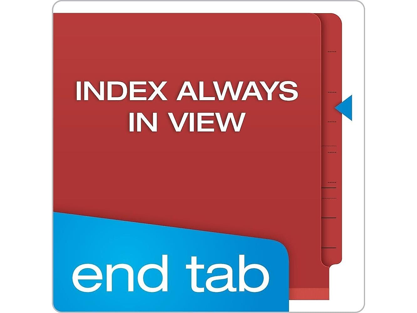 Pendaflex Recycled Pressboard Classification Folder, 3-Divider, 3 1/2" Expansion, Letter Size, Red, 10/Box (23865GW)