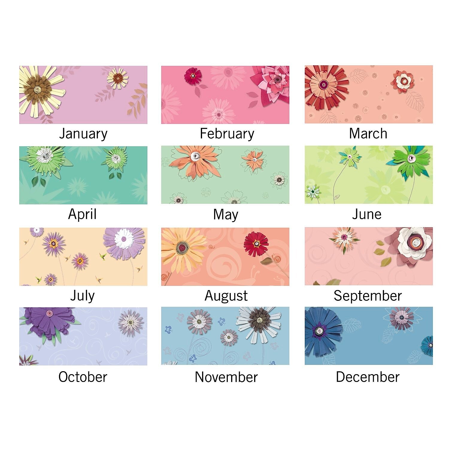 2026 AT-A-GLANCE Paper Flowers 21.75" x 17" Monthly Desk Pad Calendar, Pink/Brown (5035-26)
