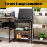 Mind Reader 3-Tier Metal Cart with Covered Compartment, Black (LGCART3T-BLK)