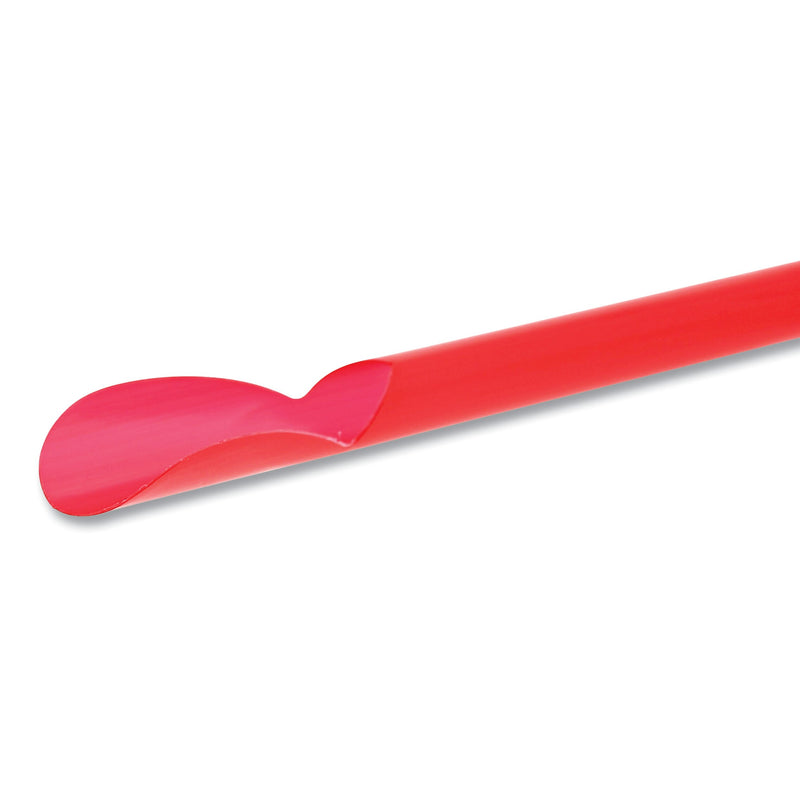 AmerCareRoyal Jumbo Spoon Straw, 10.25", Plastic, Red, 300/Pack, 18 Packs/Carton
