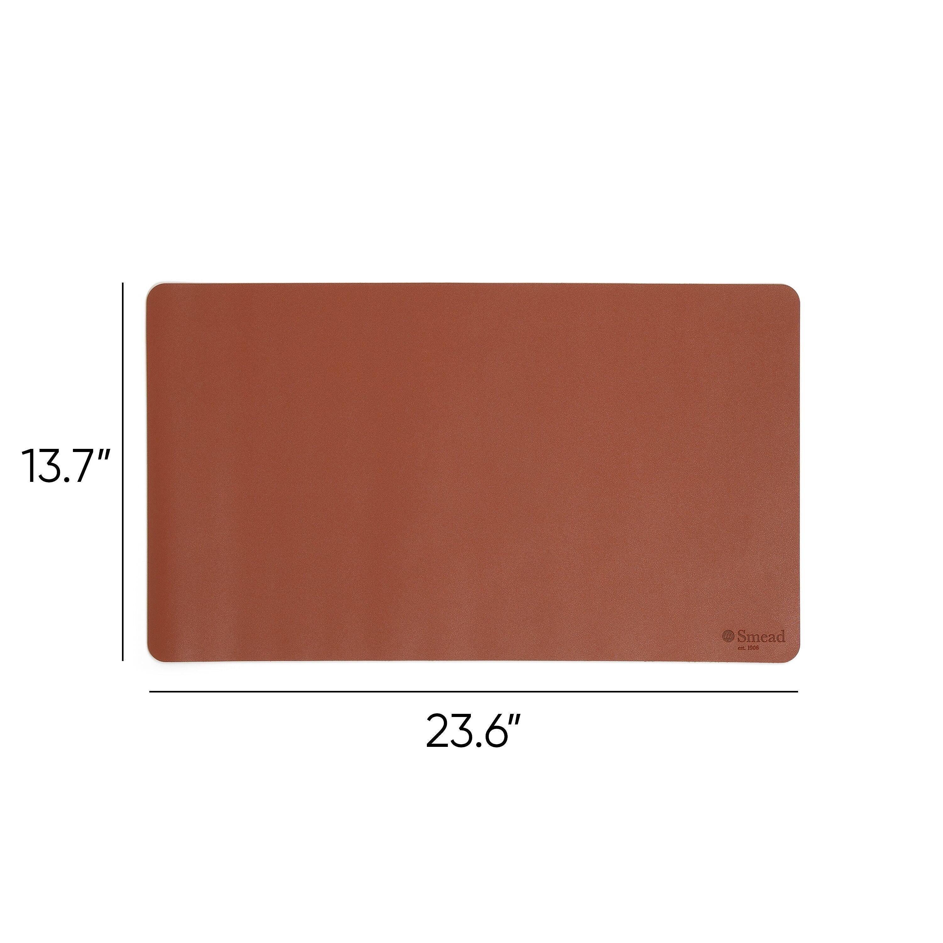 Smead Small Vegan Leather Anti-Slip Desk Pad, 23.6" x 13.7", Brown (SMD64837)