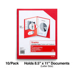 Staples 10% Recycled Smooth 2-Pocket Paper Presentation Folder with Fasteners, Red, 10/Pack (13390-US)