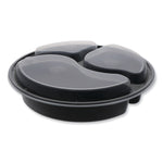 Pactiv Evergreen Newspring VERSAtainer Microwavable Containers, 3-Compartment, 39 oz, Black/Clear, Plastic, 150/Carton