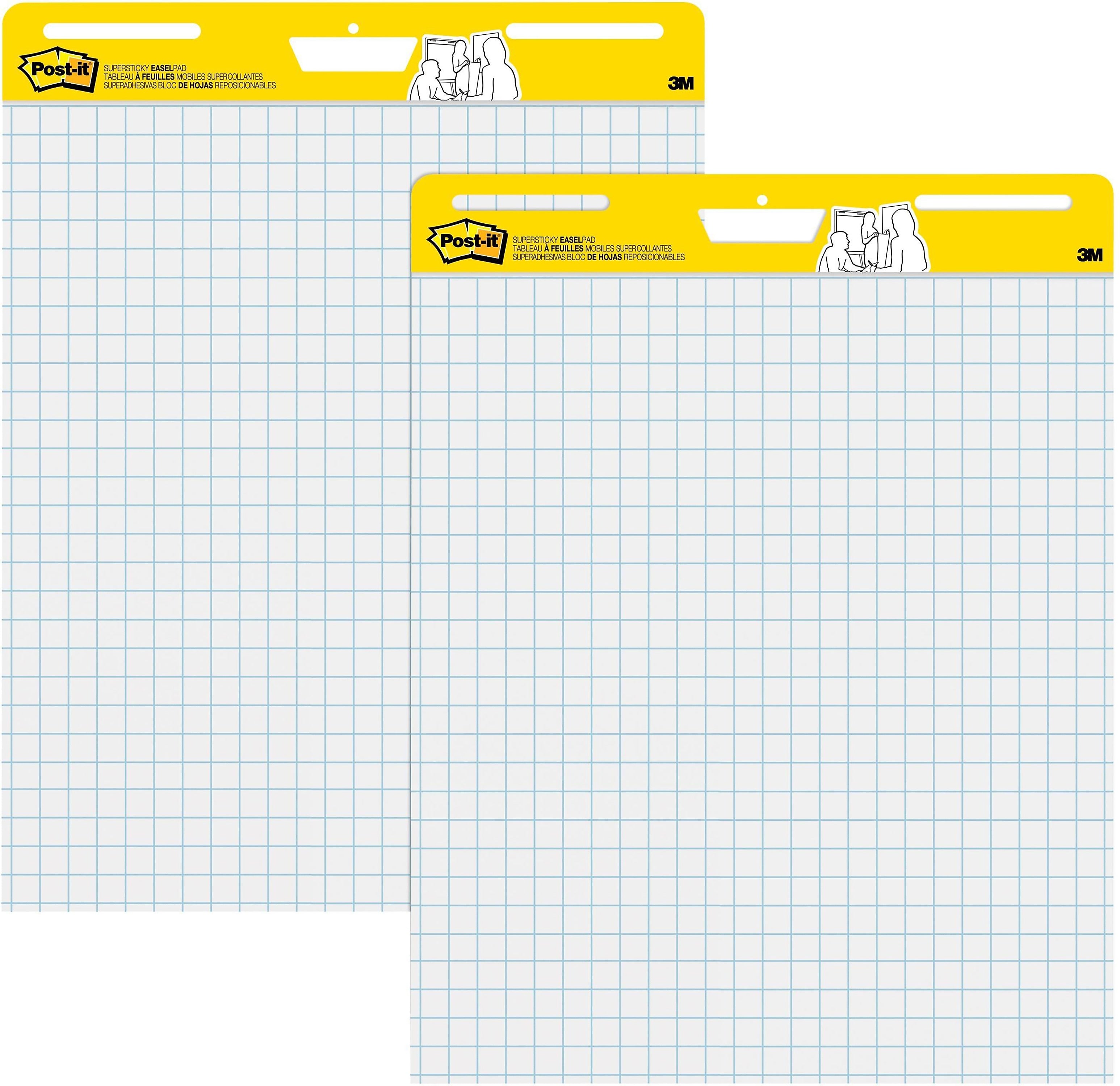 Post-it Super Sticky Easel Pad, 25" x 30", Grid Lined, 30 Sheets/Pad, 2 Pads/Carton (560)