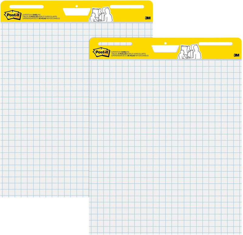 Post-it Super Sticky Easel Pad, 25" x 30", Grid Lined, 30 Sheets/Pad, 2 Pads/Carton (560)