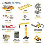 JITTERYGIT Construction Race Track Site Toy Set, 182 Pieces/Pack (CONSTRUKTOR-TRACK-GID -YELLOW)